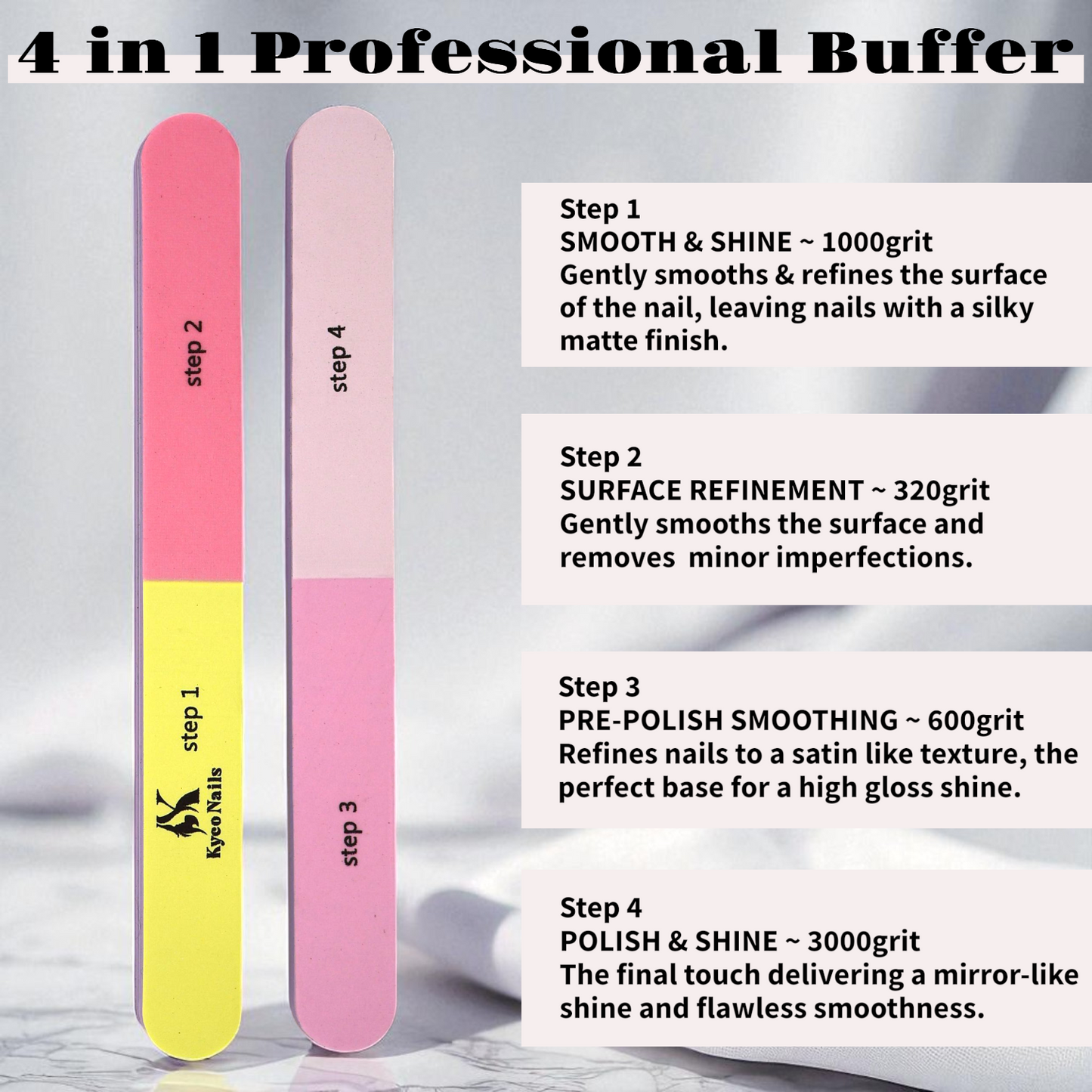 PROFESSIONAL 4 IN 1 NATURAL NAIL BUFFER