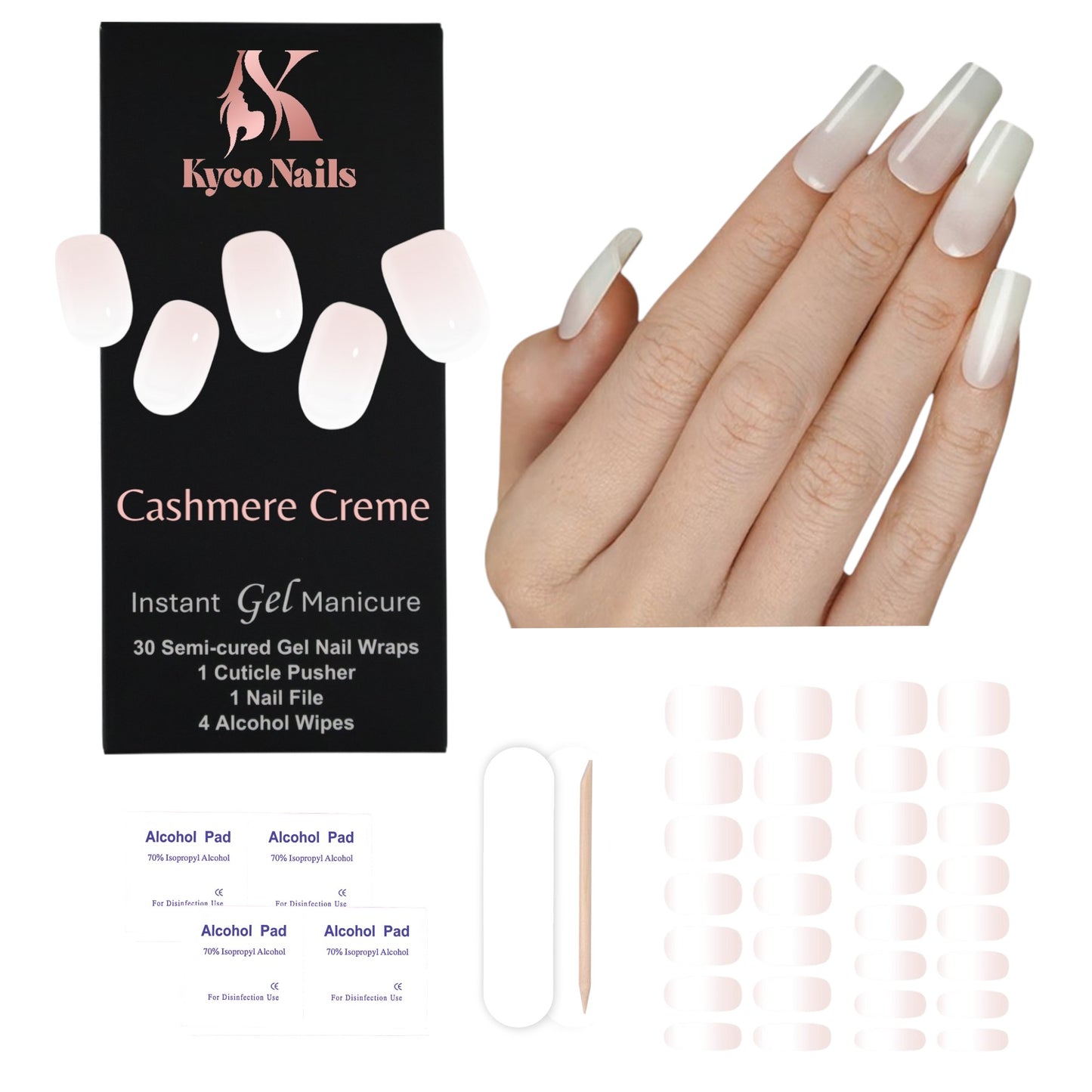 CASHMERE CRÈME Gel Polish Wraps 30 Pack