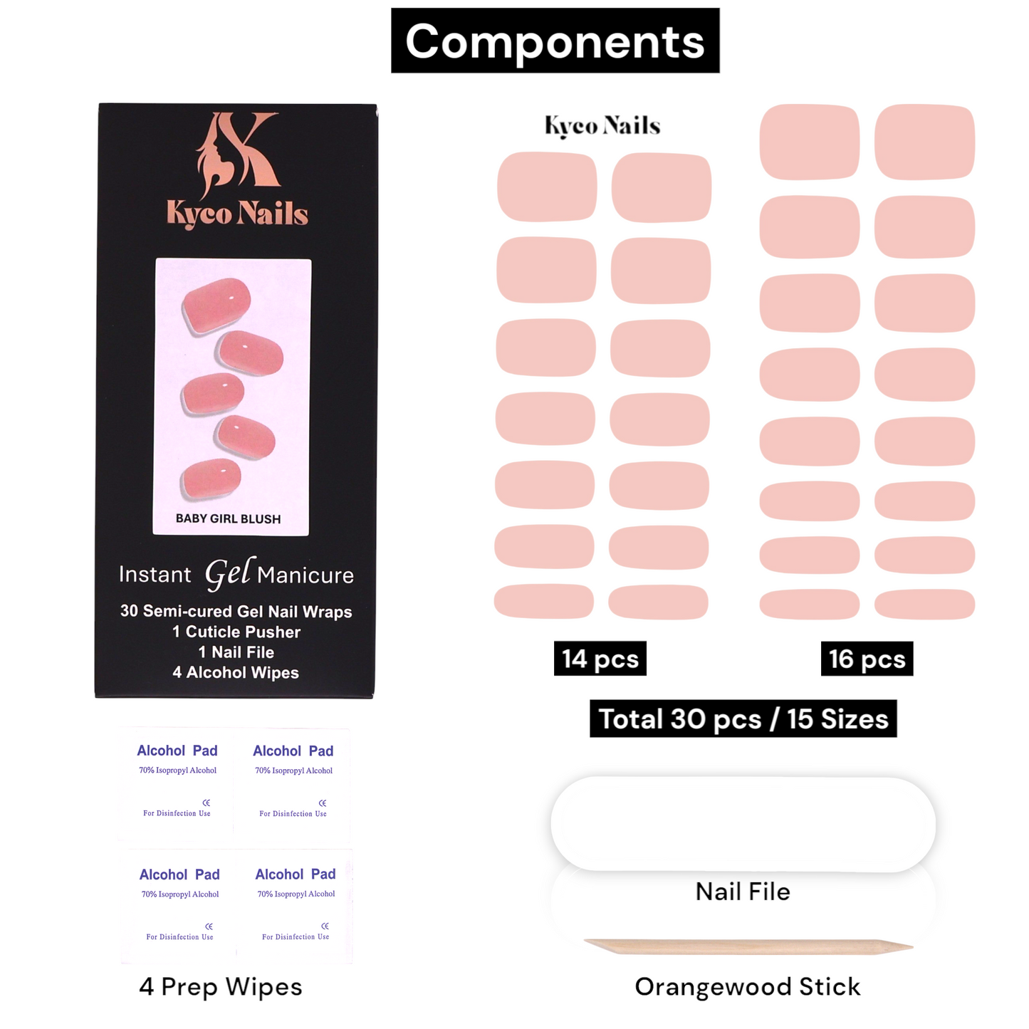 BABY GIRL BLUSH Gel Polish Wraps 30 Pack