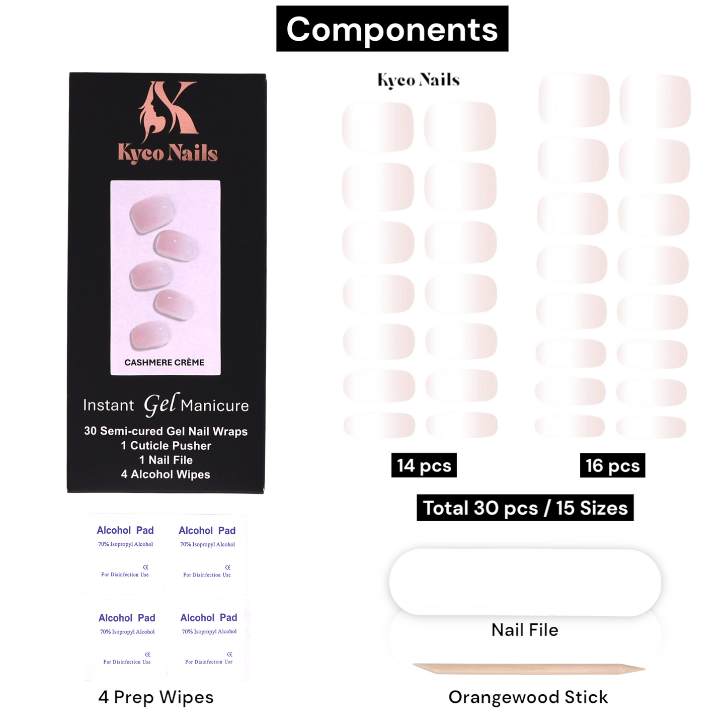 CASHMERE CRÈME Gel Polish Wraps 30 Pack