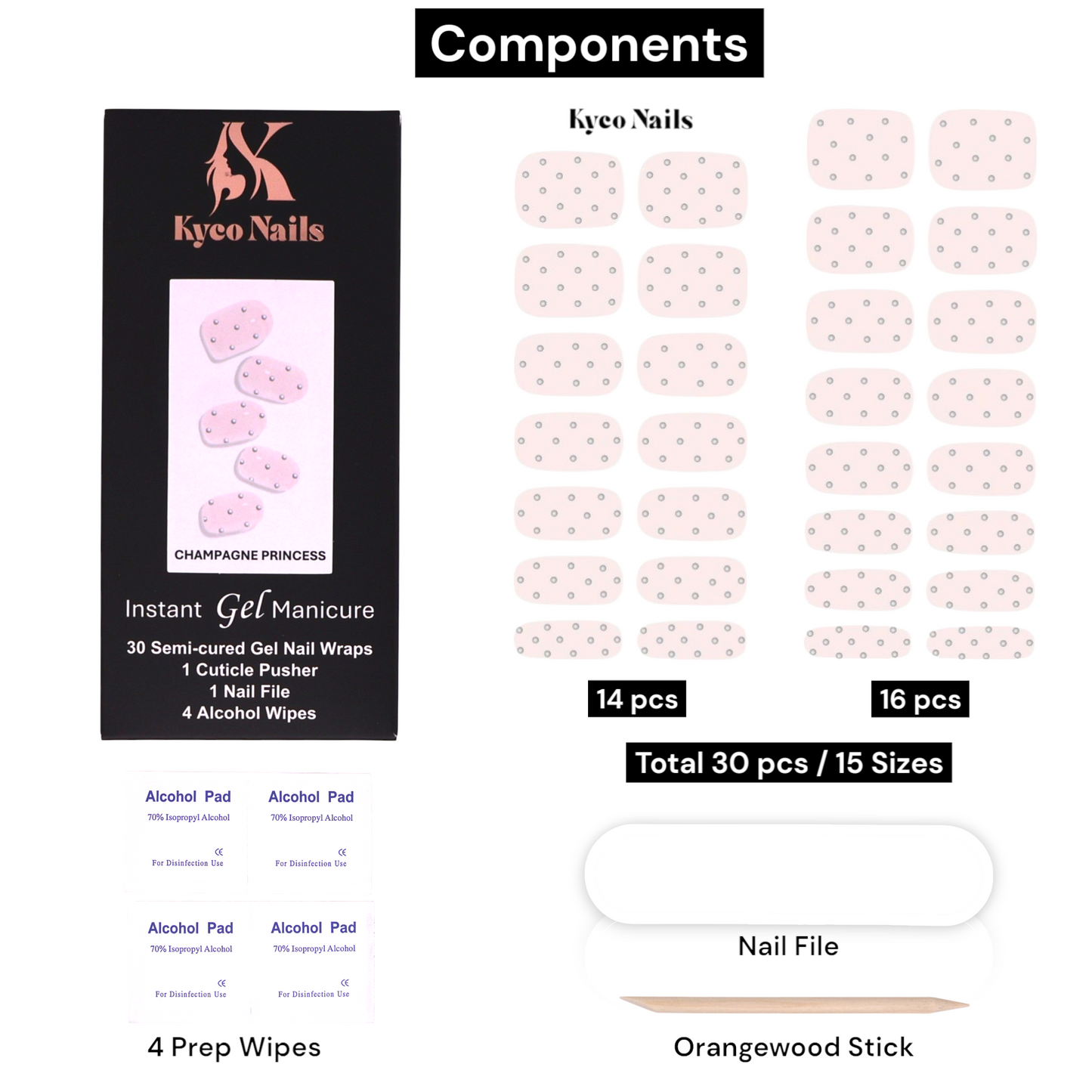 CHAMPAGNE PRINCESS Gel Polish Wraps 30 Pack