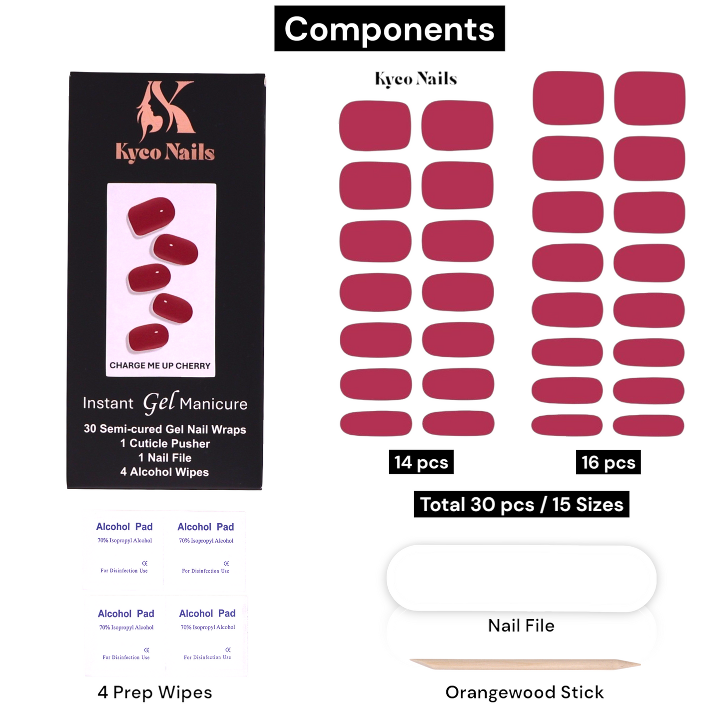 CHARGE ME UP CHERRY Gel Polish Wraps 30 Pack