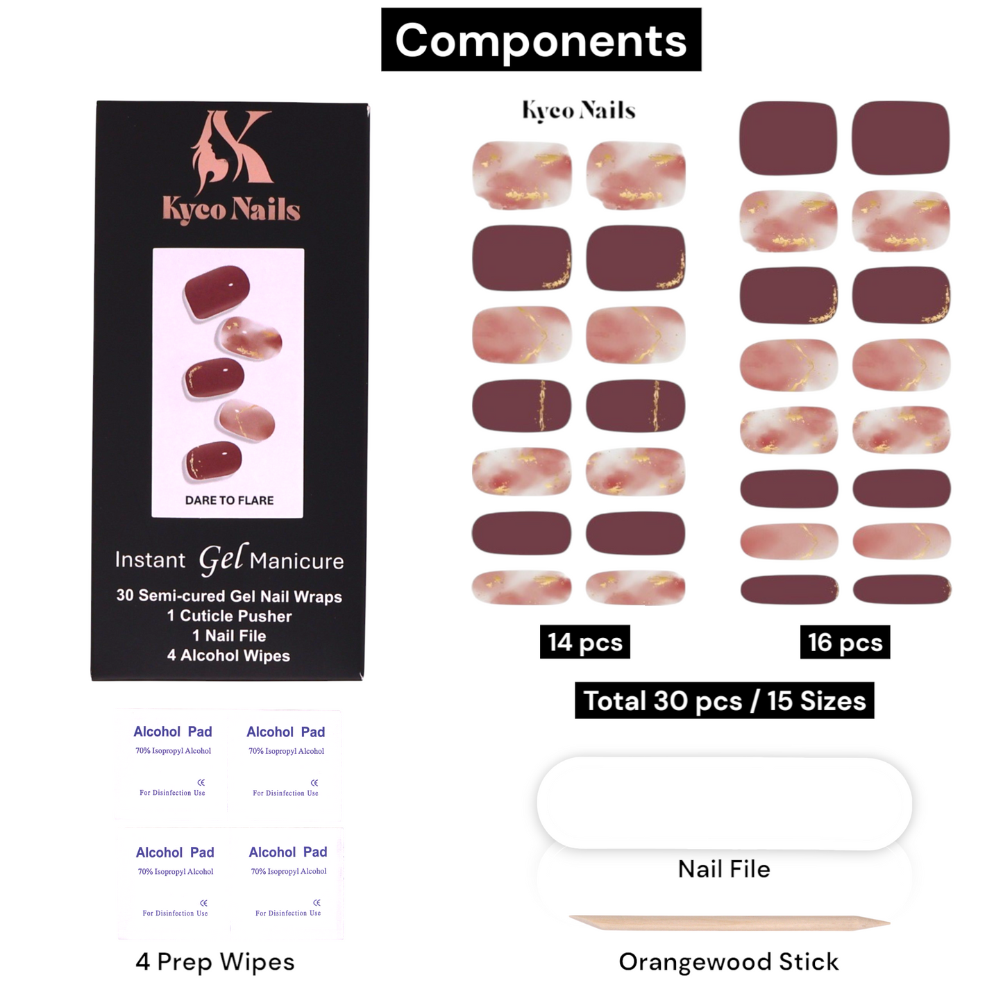 DARE TO FLARE Gel Polish Wraps 30 Pack