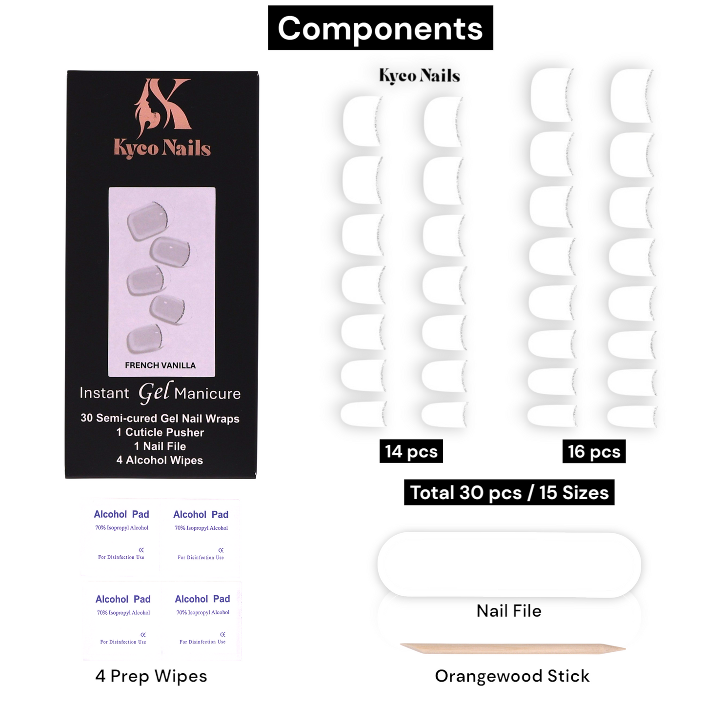 FRENCH VANILLA Gel Polish Wraps 30 Pack