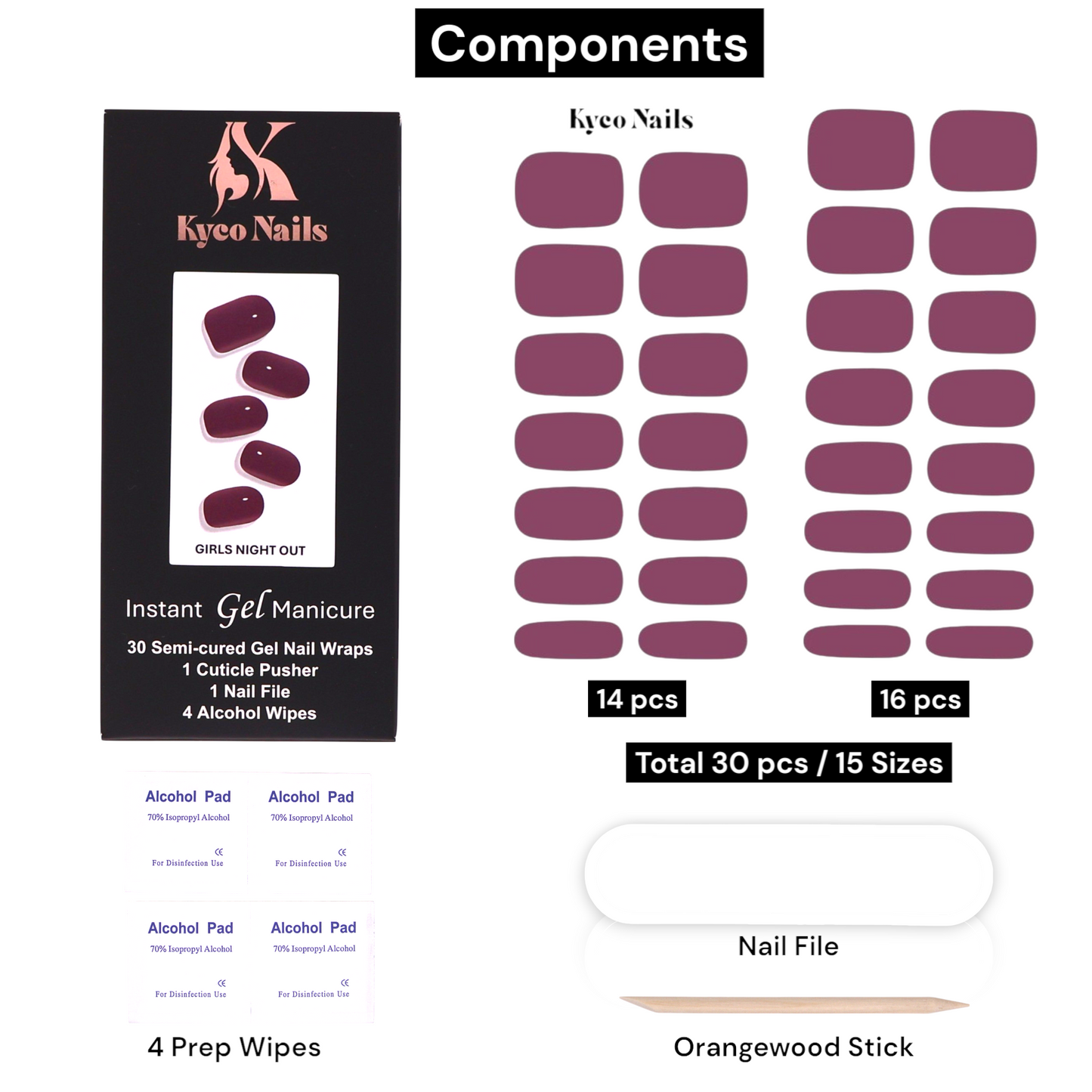GIRLS NIGHT OUT Gel Polish Wraps 30 Pack