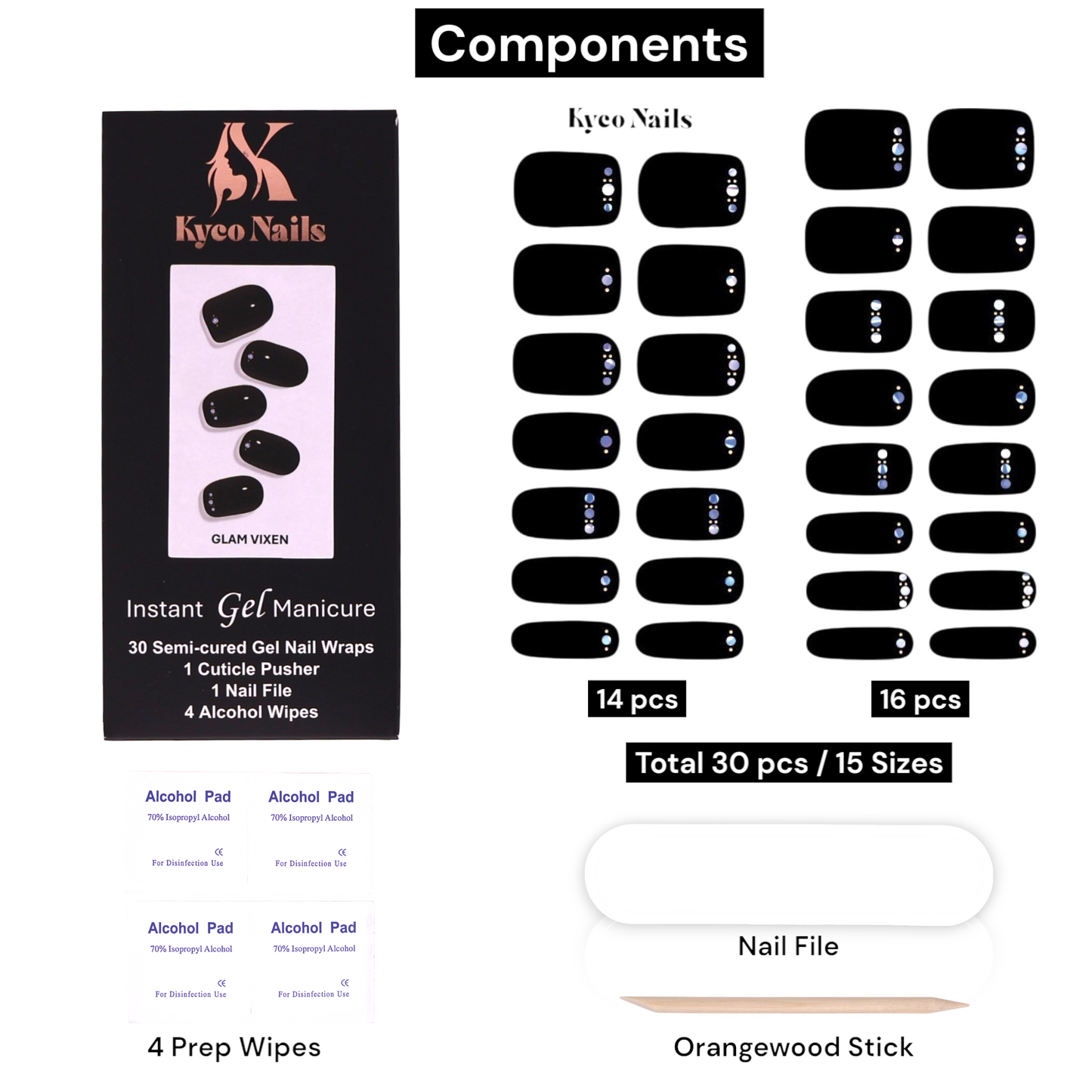 GLAM VIXEN Gel Polish Wraps 30 Pack