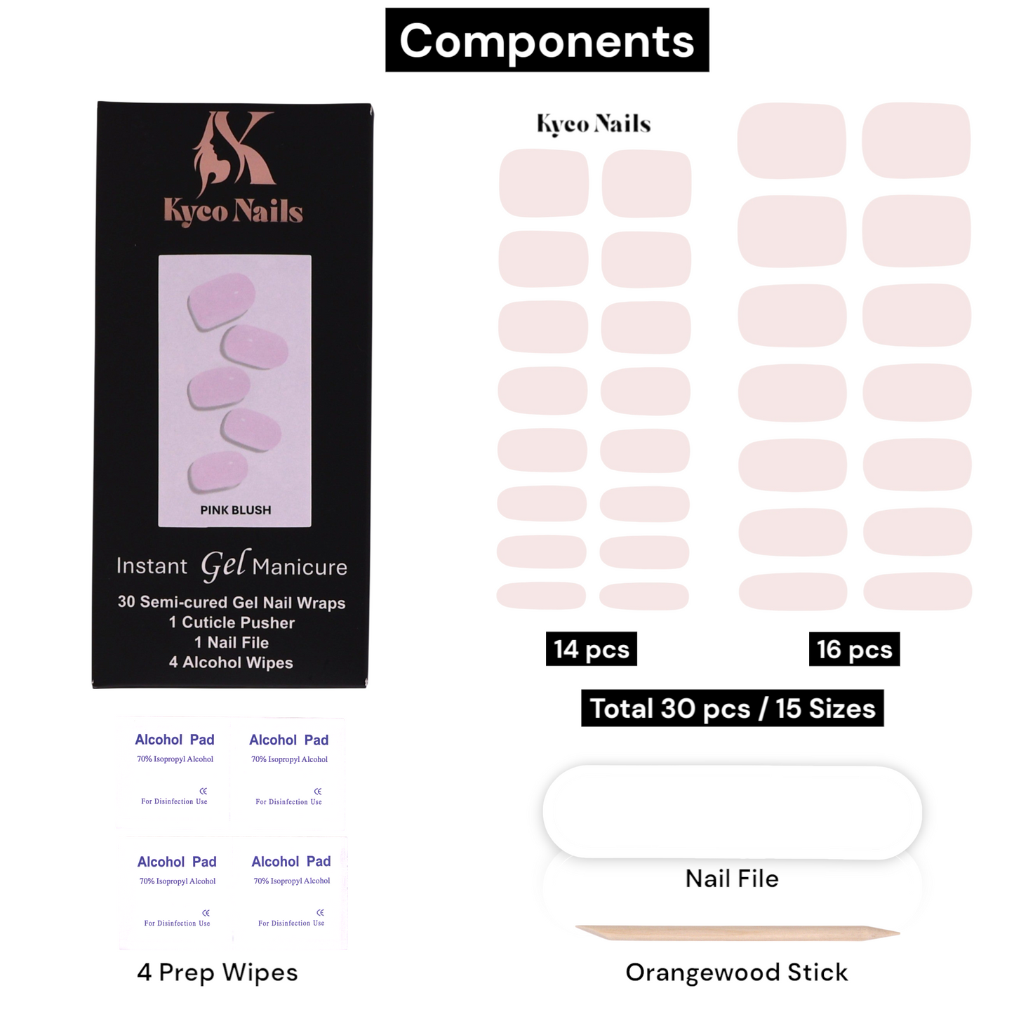 PINK BLUSH Gel Polish Wraps 30 Pack