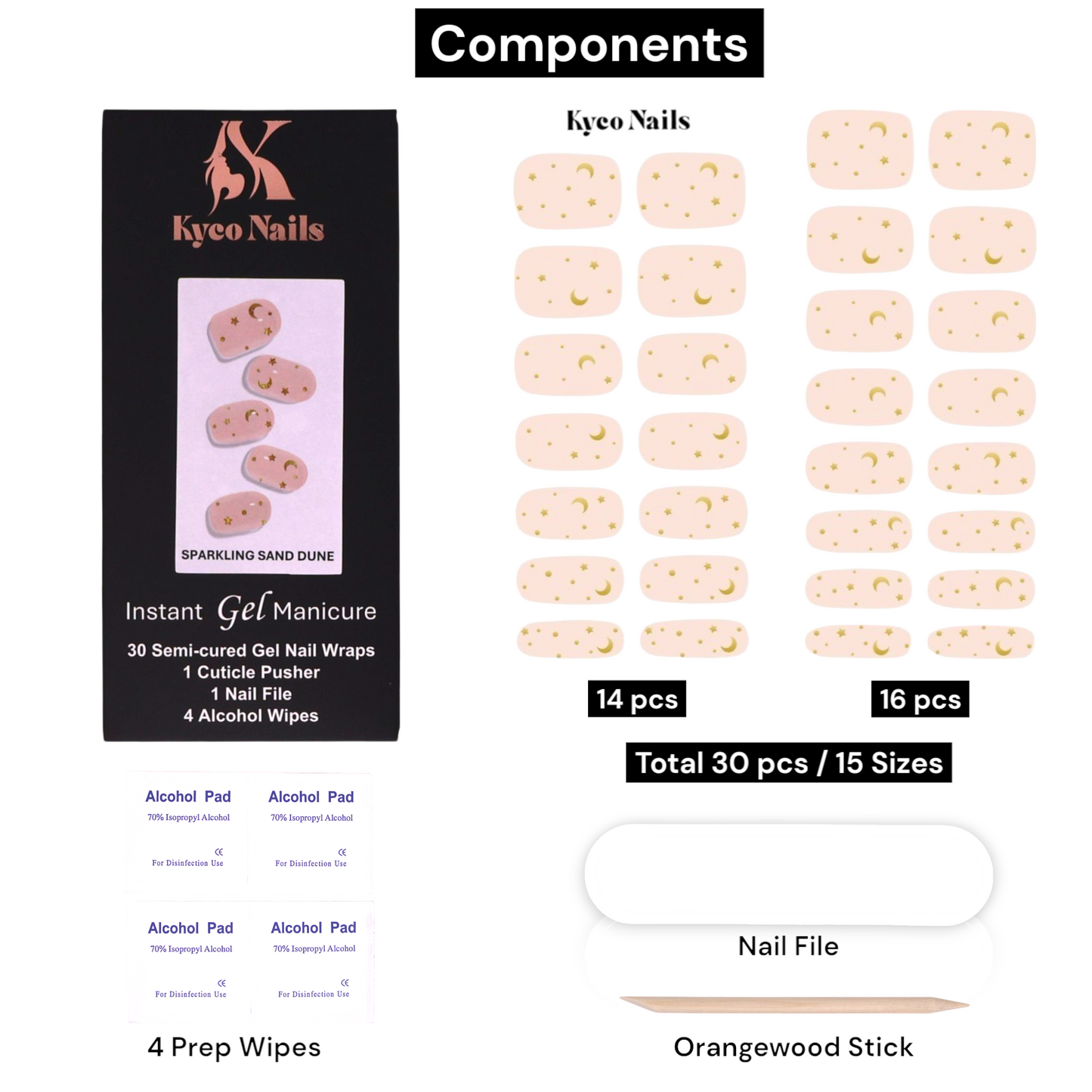 SPARKLING SAND DUNE Gel Polish Wraps 30 Pack
