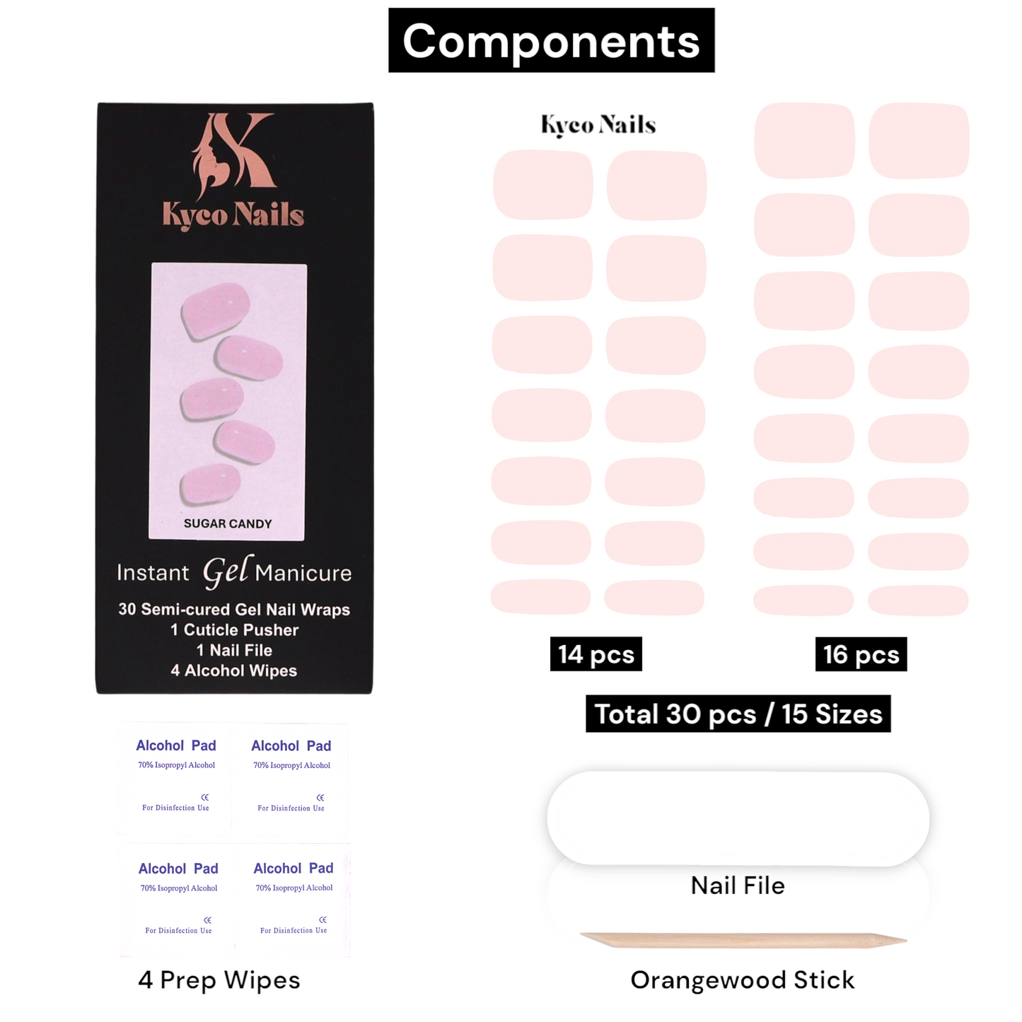 SUGAR CANDY Gel Polish Wraps 30 Pack