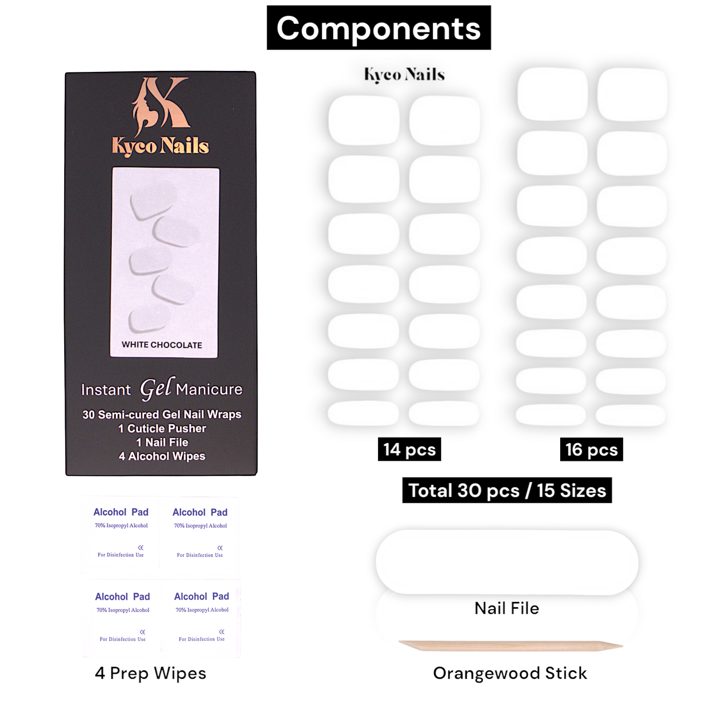 WHITE CHOCOLATE Gel Polish Wraps 30 Pack