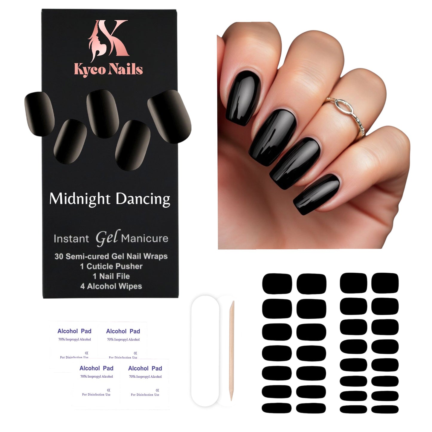 MIDNIGHT DANCING Gel Polish Wraps 30 Pack