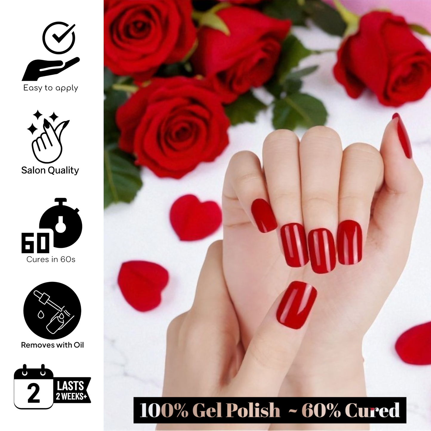 RED SCARLET Gel Polish Wraps 30 Pack