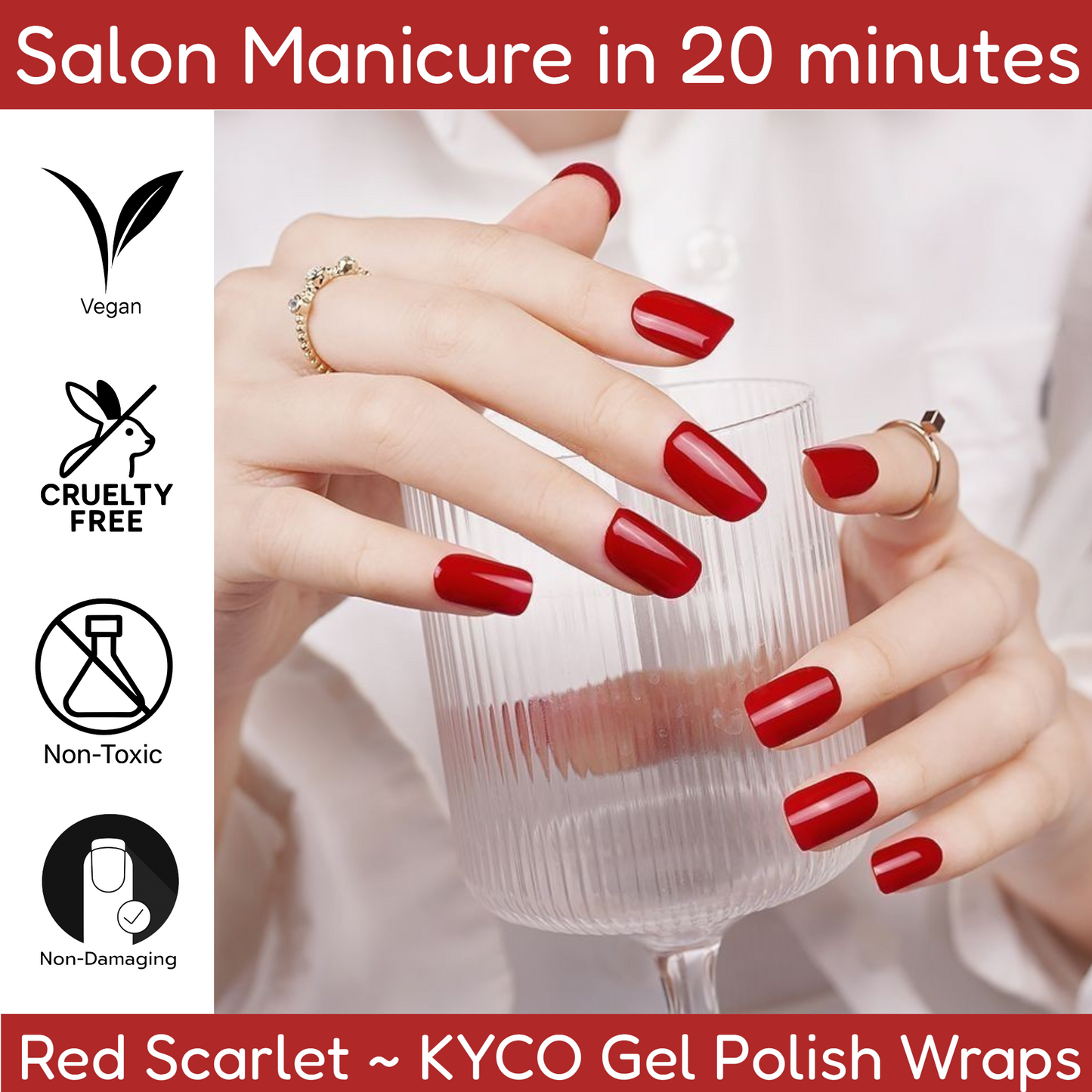 RED SCARLET Gel Polish Wraps 30 Pack