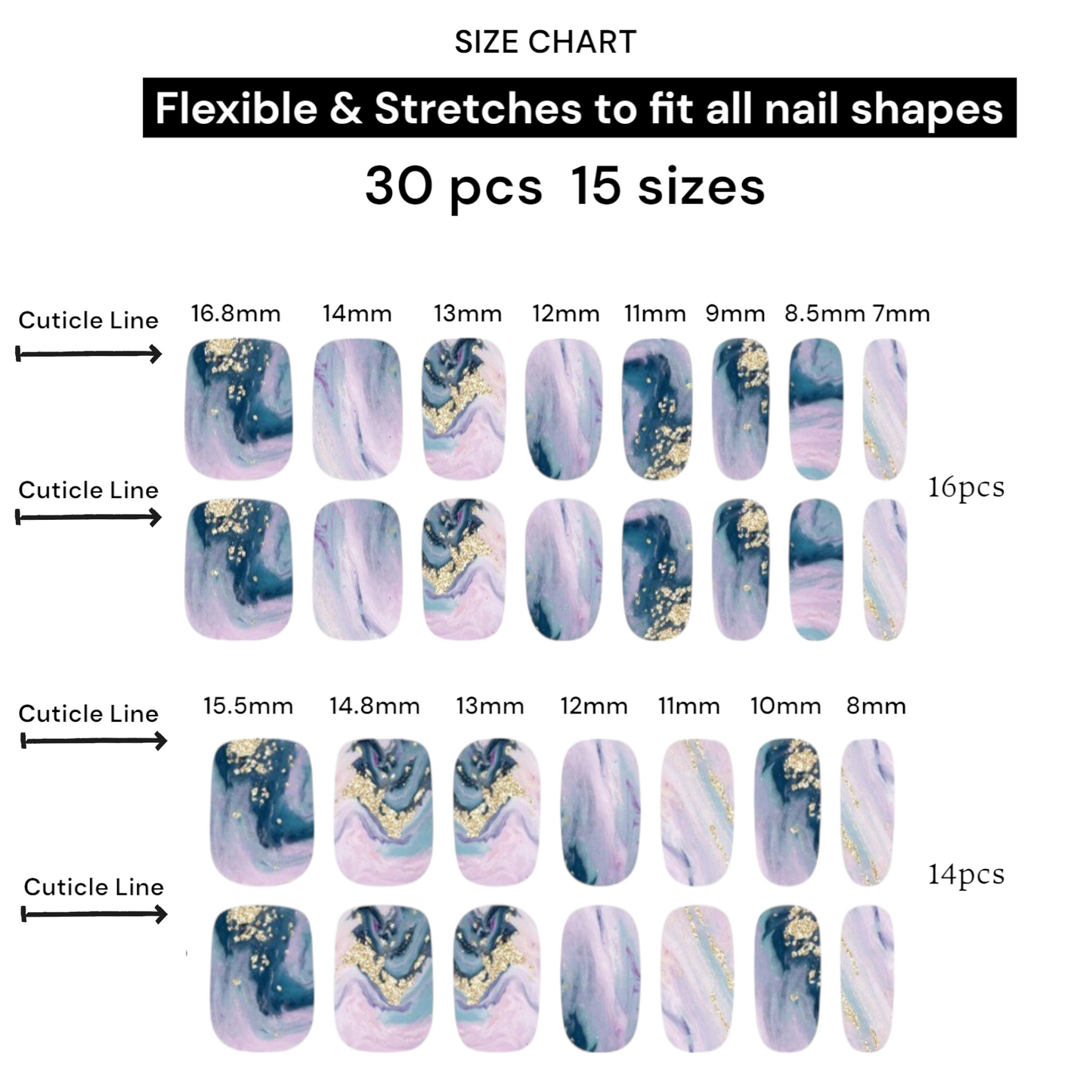 BLUE LAGOON Gel Polish Wraps 30 Pack