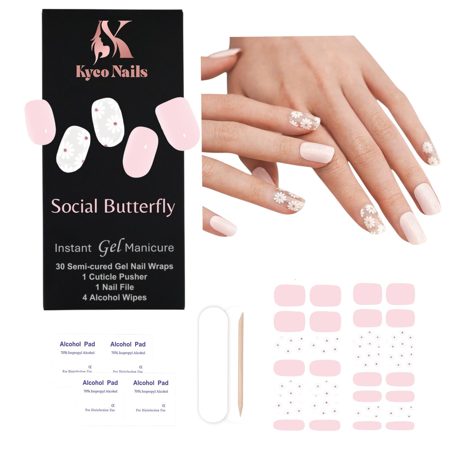 SOCIAL BUTTERFLY Gel Polish Wraps 30 Pack