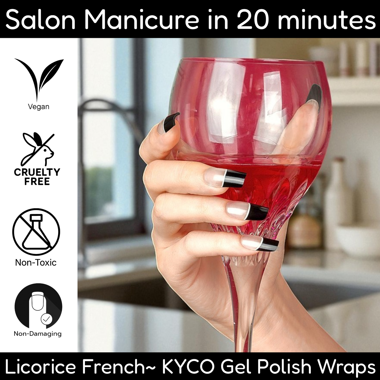 LICORICE FRENCH Gel Polish Wraps 30 Pack