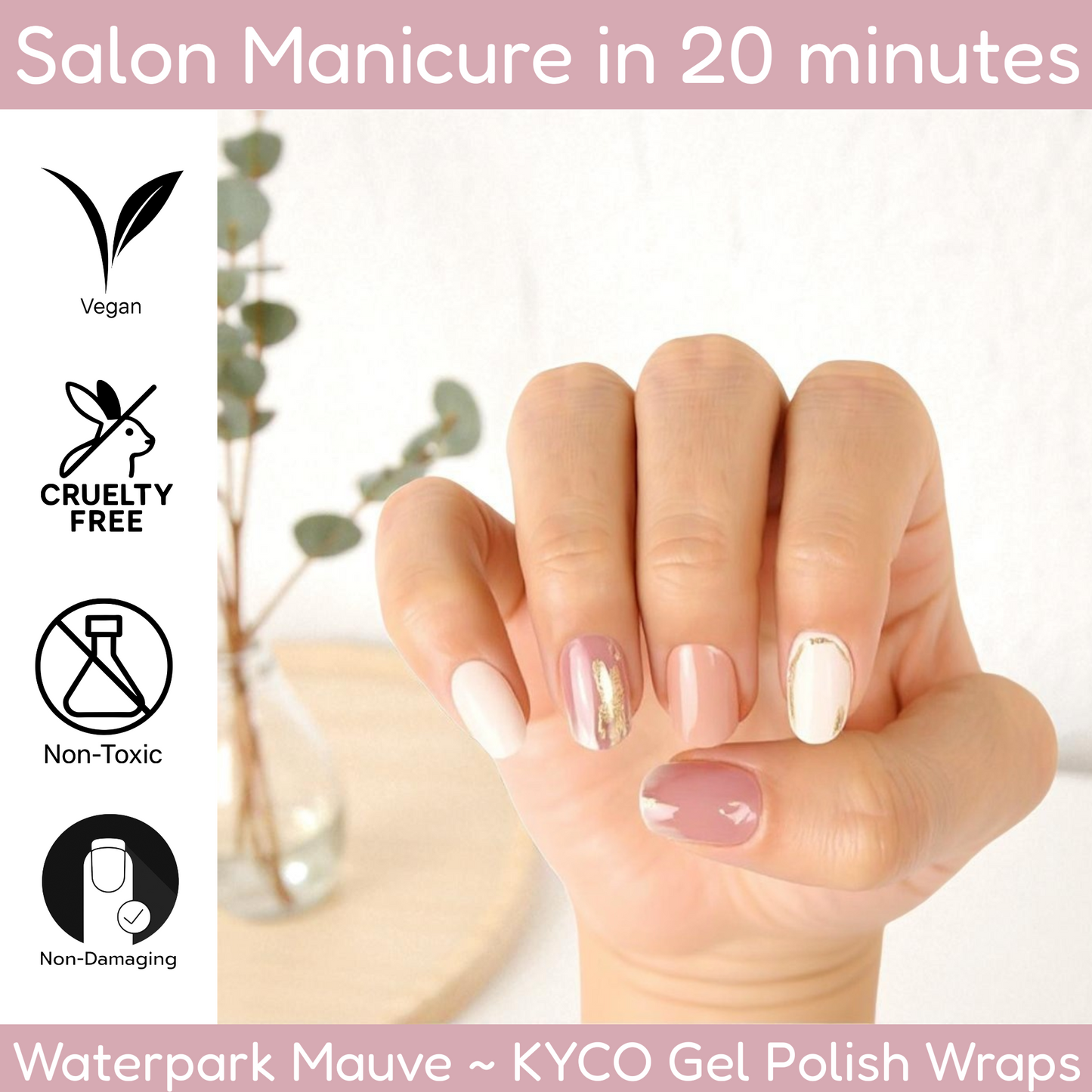 WATERPARK MAUVE Gel Polish Wraps 30 Pack