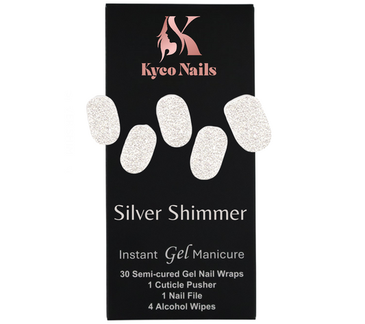 SILVER SHIMMER Gel Polish Wraps 30 Pack