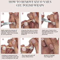 Kyco Nails Cotton Candy soft pink heart gel nail wraps, showing application and removal steps.