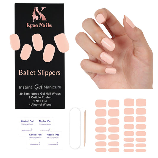 BALLET SLIPPERS Gel Polish Wraps 30 Pack