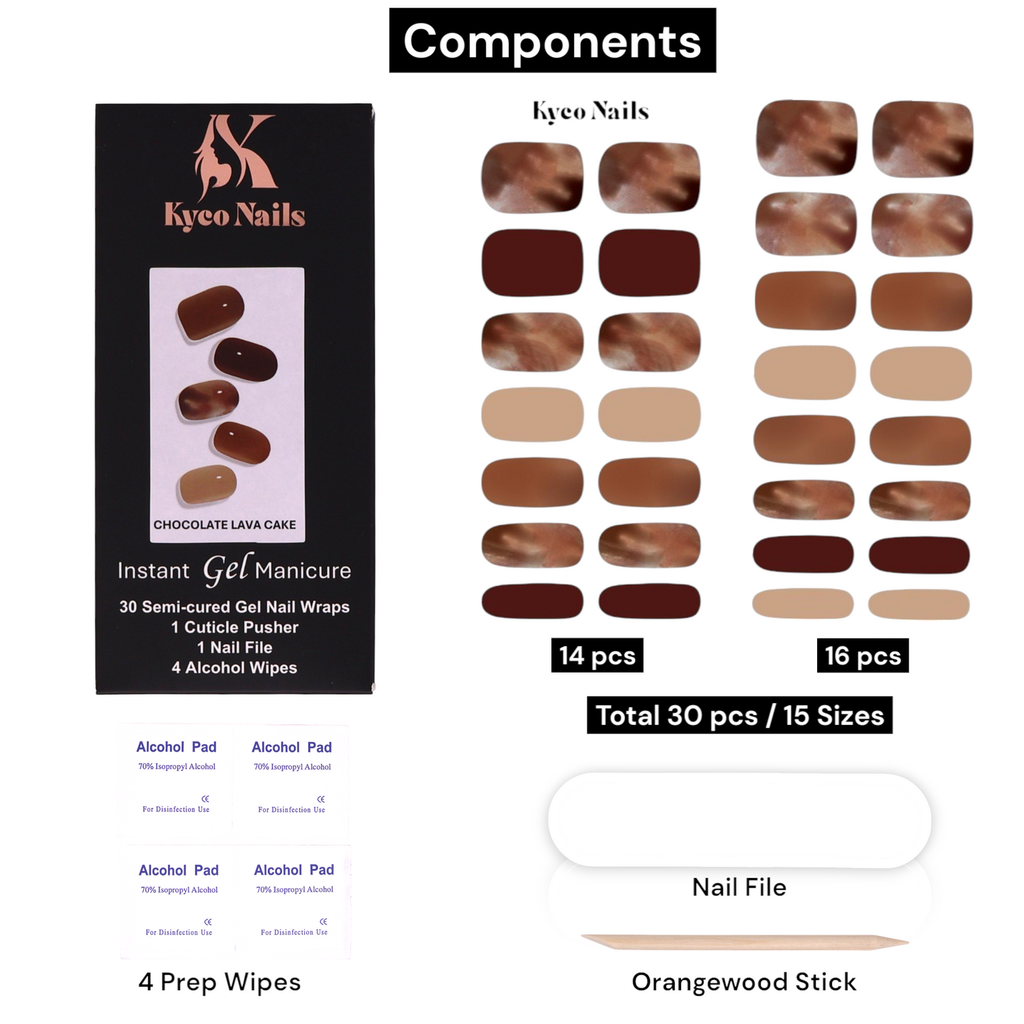 CHOCOLATE LAVA CAKE Gel Polish Wraps 30 Pack