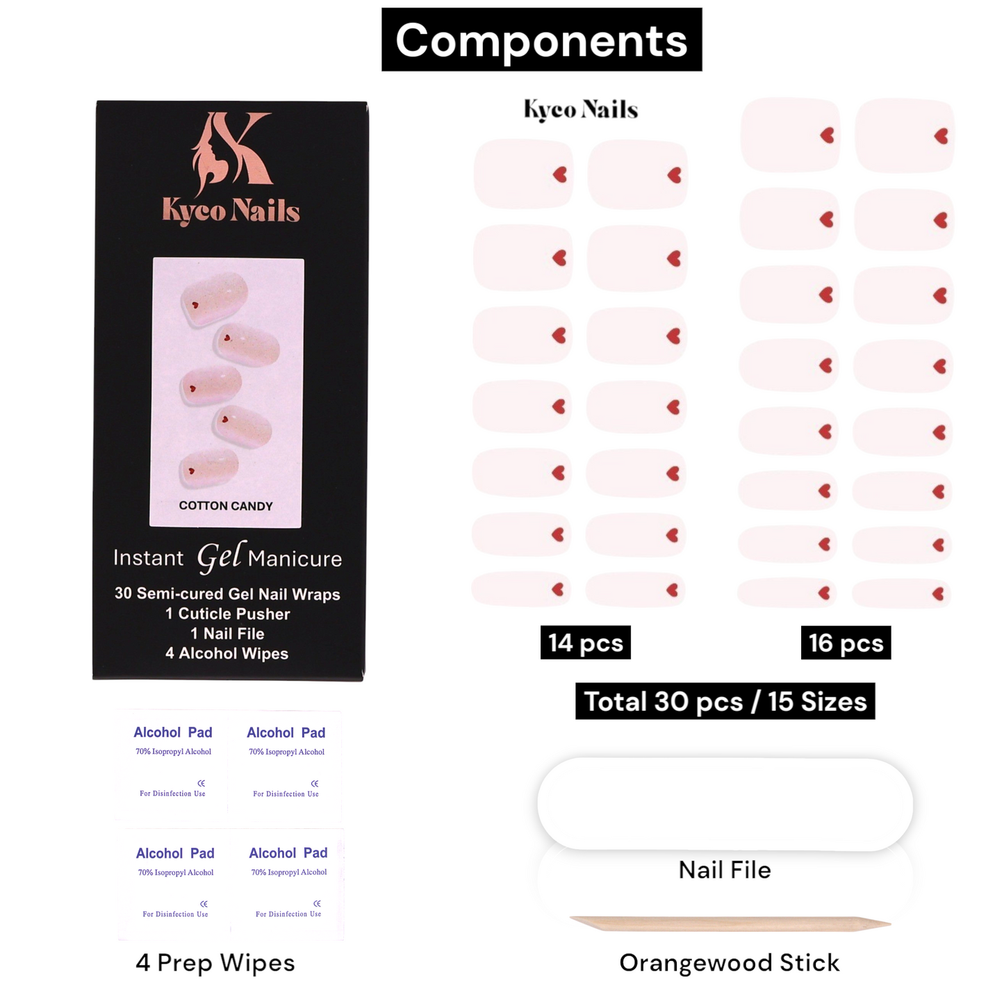 COTTON CANDY Gel Polish Wraps 30 Pack
