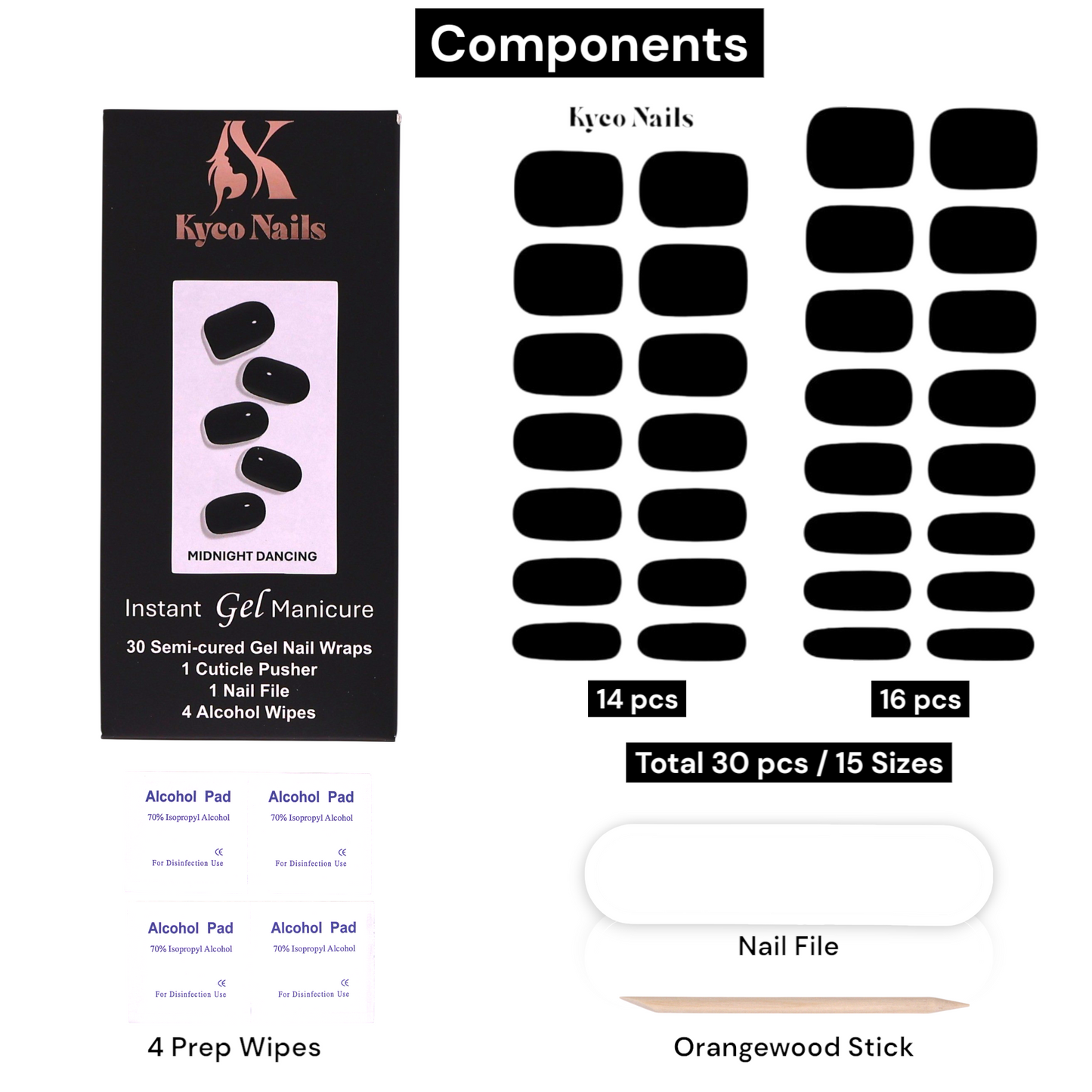 MIDNIGHT DANCING Gel Polish Wraps 30 Pack