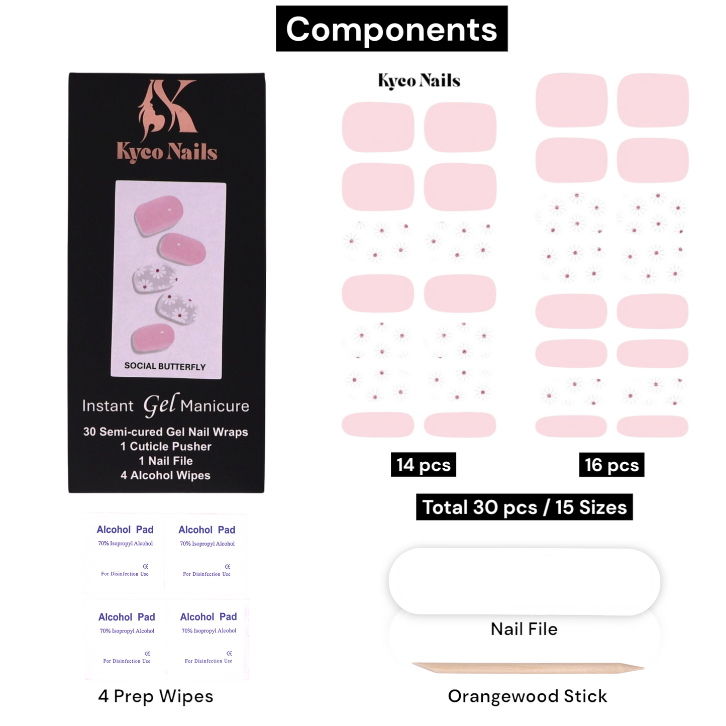 SOCIAL BUTTERFLY Gel Polish Wraps 30 Pack