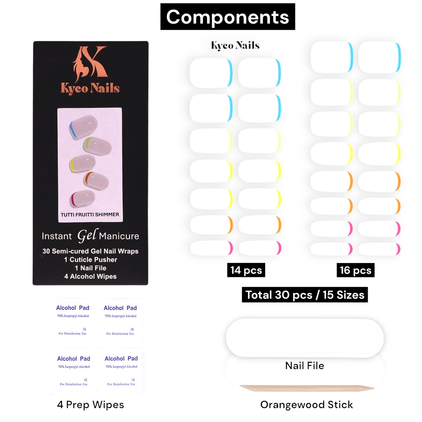 TUTTI FRUITTI SHIMMER Gel Polish Wraps 30 Pack