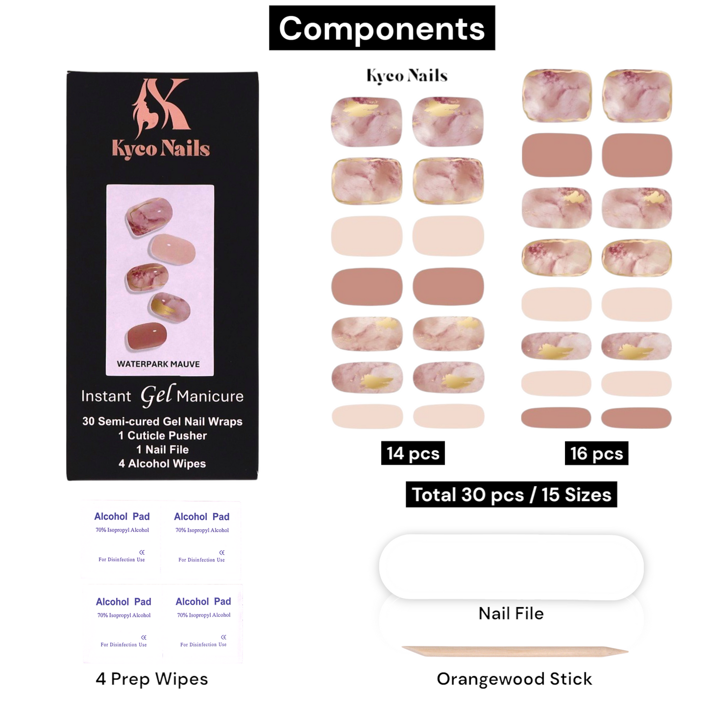 WATERPARK MAUVE Gel Polish Wraps 30 Pack