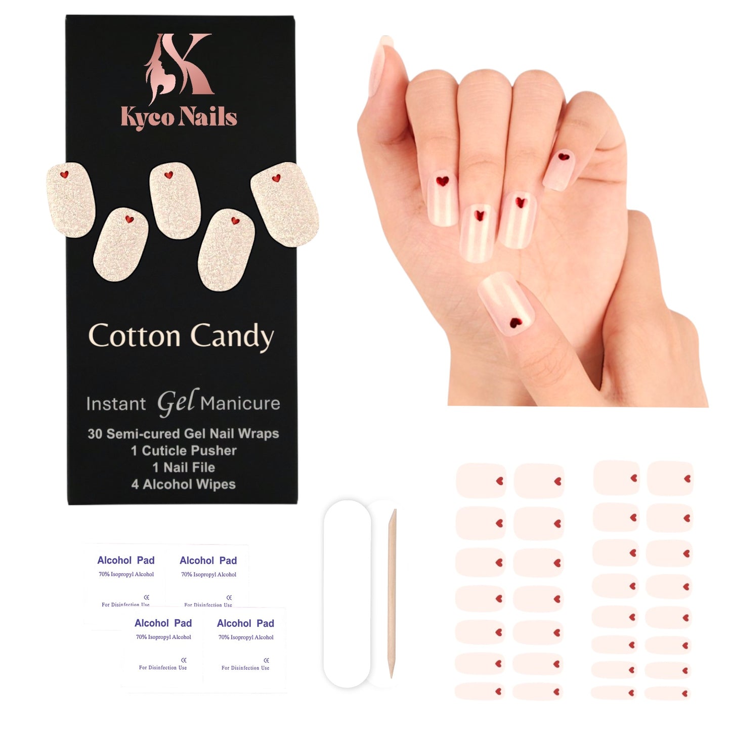COTTON CANDY Gel Polish Wraps 30 Pack