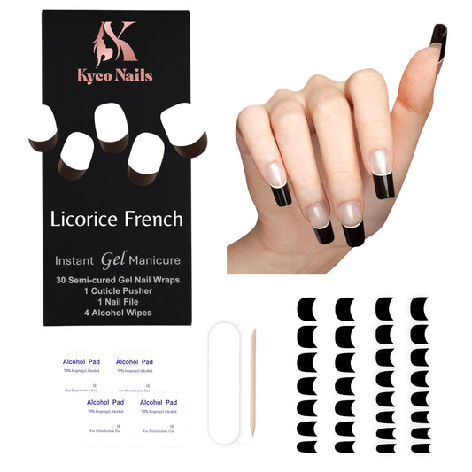 LICORICE FRENCH Gel Polish Wraps 30 Pack