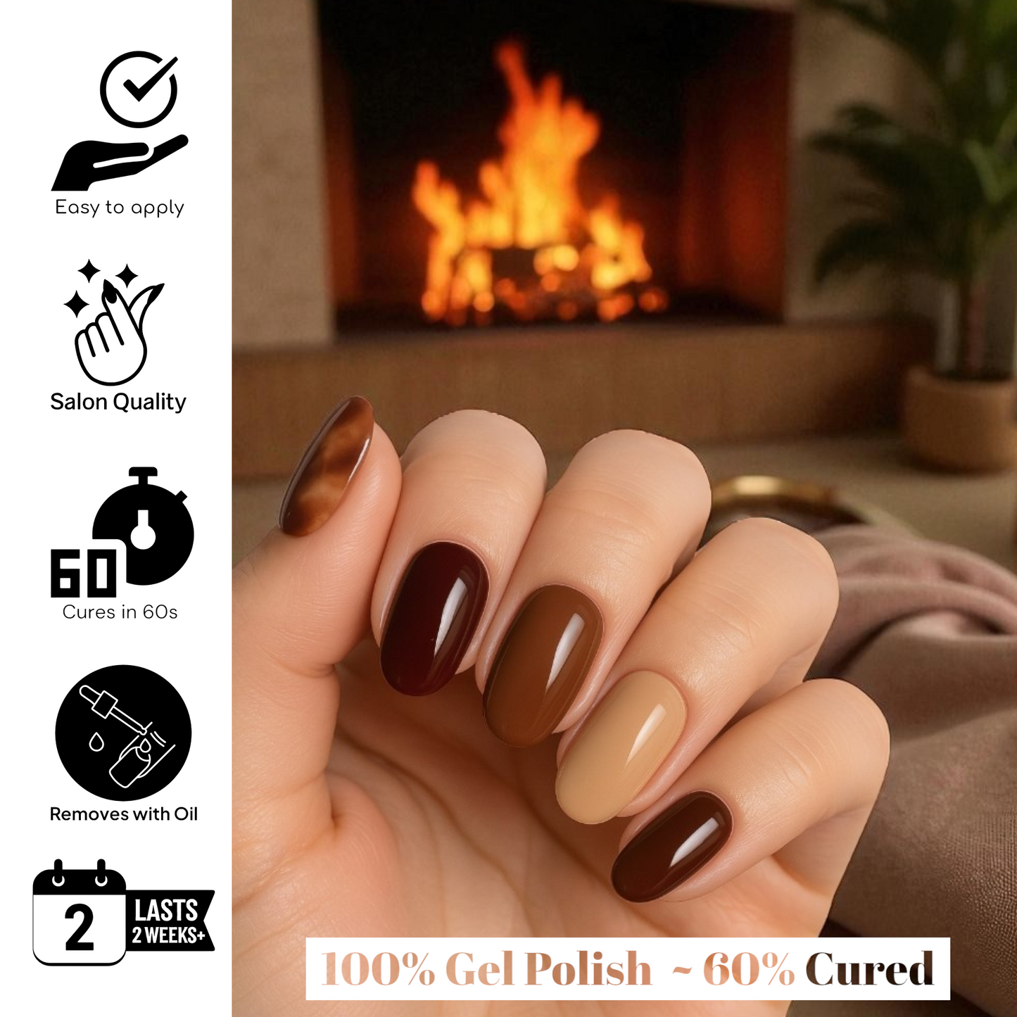 CHOCOLATE LAVA CAKE Gel Polish Wraps 30 Pack