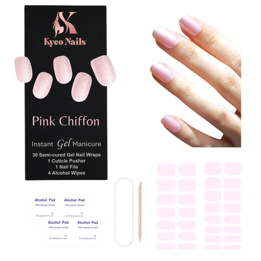 PINK CHIFFON Gel Polish Wraps 30 Pack